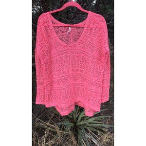 FREE PEOPLE TOP Sweater Sheer Pink